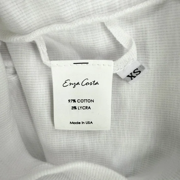 ENZA COSTA Textured Rib Sleeveless U Neck Tank Top Womens XS White Quite Luxury - Picture 13 of 16
